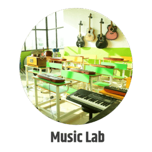 Students practicing music in music lab at Rudra The Practical School CBSE school in Nashik