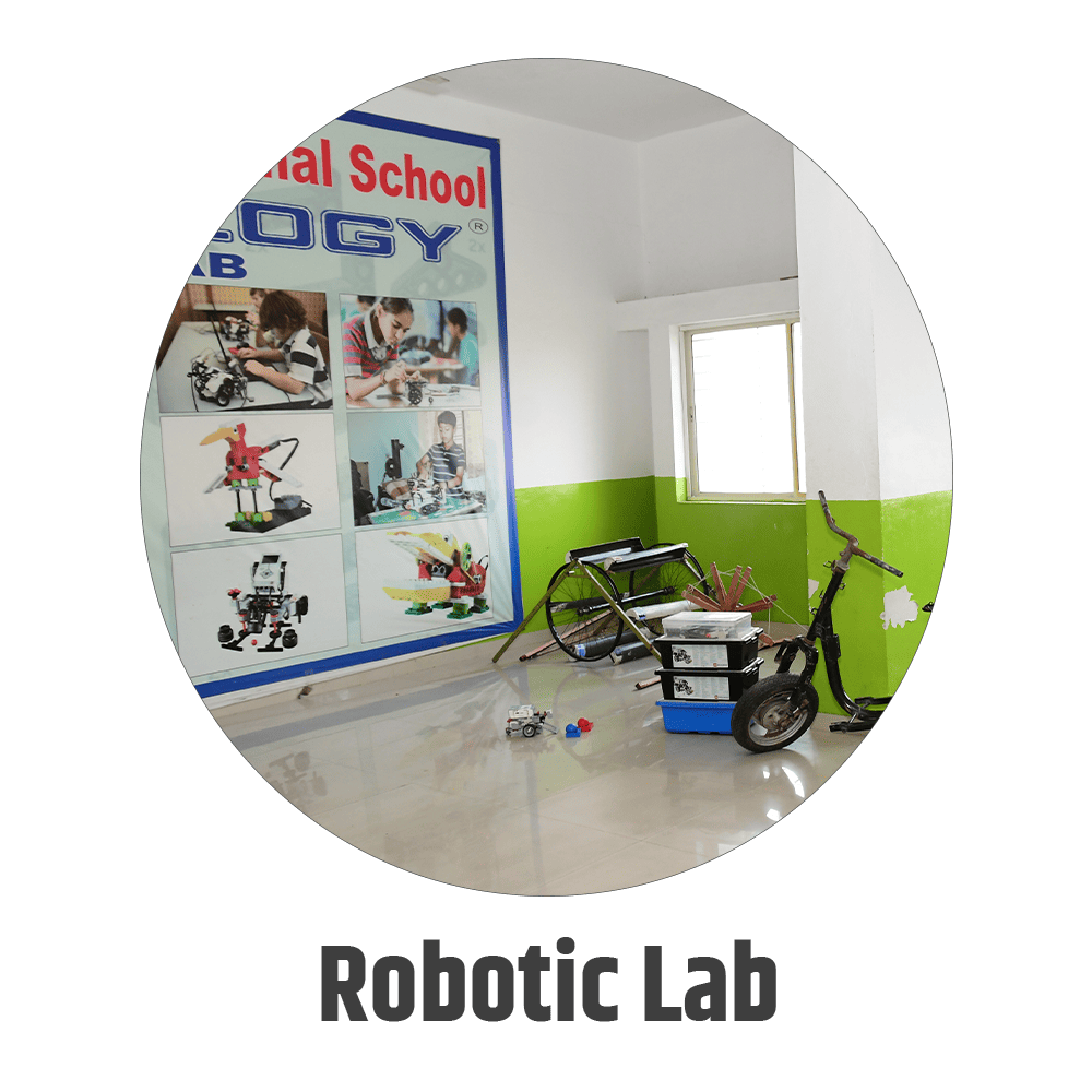 Students working in robotics lab at Rudra The Practical School CBSE school in Nashik