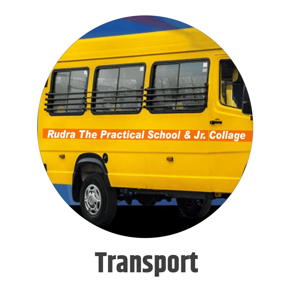 School transport bus of Rudra The Practical School CBSE school in Nashik
